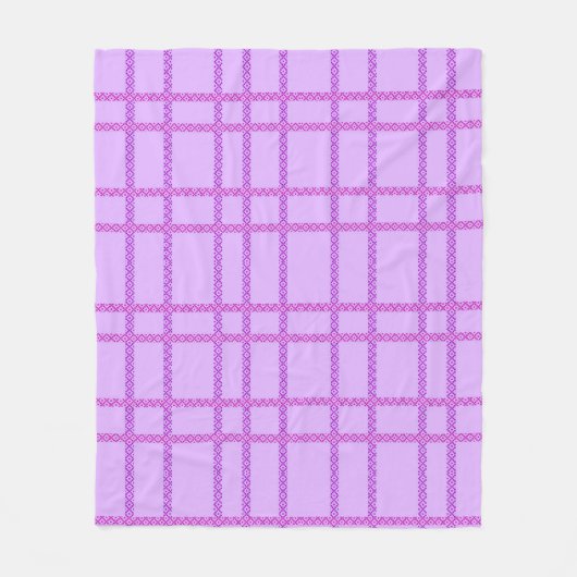 Pink and purple flower checkered pattern フリースブランケット (正面)