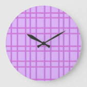 Pink and purple flower checkered pattern ラージ壁時計 (正面)