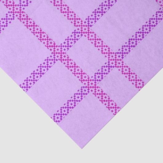 Pink and purple flower checkered pattern 薄葉紙 (詳細)