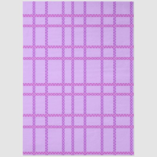 Pink and purple flower checkered pattern 薄葉紙 (正面)