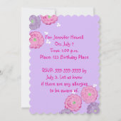 Pink and Purple Flowers Birthday Invitation Cards 招待状 (裏面)