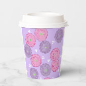 Pink and Purple Flowers on Lavender Paper Cups 紙コップ (裏面)
