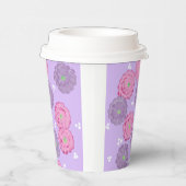 Pink and Purple Flowers on Lavender Paper Cups 紙コップ (右)