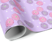 Pink and Purple Flowers on Lavender Wrapping Paper ラッピングペーパー (ロールコーナー)