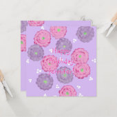 Pink and Purple Flowers Personalized Birthday Card カード (正面/裏面インサイチュ)