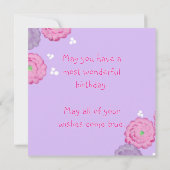 Pink and Purple Flowers Personalized Birthday Card カード (裏面)
