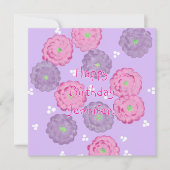 Pink and Purple Flowers Personalized Birthday Card カード (正面)