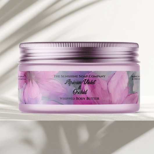 Pink and Purple Flowers Wraparound Jar Label ラップアラウンド宛名ラベル