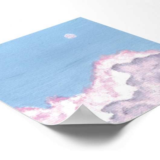 Pink and Purple Fluffy Clouds Print ポスター (角)