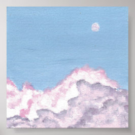 Pink and Purple Fluffy Clouds Print ポスター