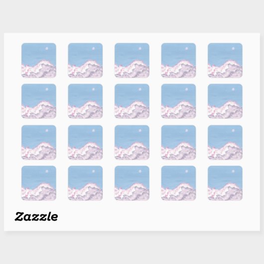 Pink and Purple Fluffy Clouds Stickers スクエアシール (シート)