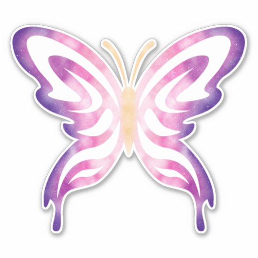 Pink and Purple Galaxy Butterfly Sticker シール (正面)