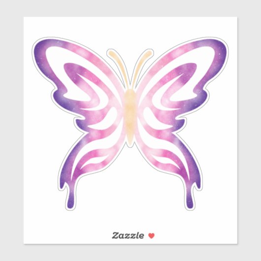 Pink and Purple Galaxy Butterfly Sticker シール (シート)