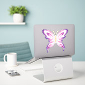 Pink and Purple Galaxy Butterfly Sticker シール (デスク上のノートパソコン)