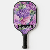 Pink and Purple Hydrangea Flower Personalized ピックルボールラケット (裏面)