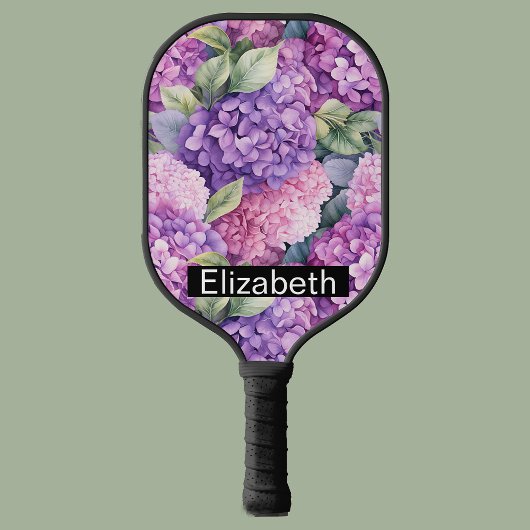 Pink and Purple Hydrangea Flower Personalized ピックルボールラケット