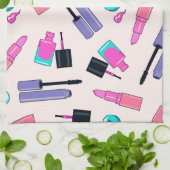Pink and Purple Make Up Cosmetics Pattern キッチンタオル (折り畳み)