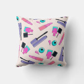 Pink and Purple Make Up Cosmetics Pattern クッション (裏面)