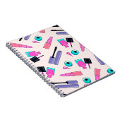 Pink and Purple Make Up Cosmetics Pattern ノートブック (右側)