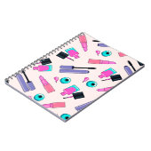 Pink and Purple Make Up Cosmetics Pattern ノートブック (左側)