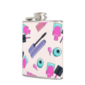 Pink and Purple Make Up Cosmetics Pattern フラスク (左)