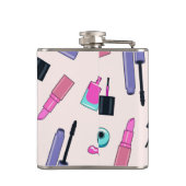 Pink and Purple Make Up Cosmetics Pattern フラスク (裏面)