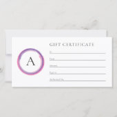 Pink and Purple Monogram Business Gift Certificate (正面)