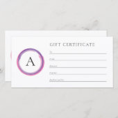 Pink and Purple Monogram Business Gift Certificate (正面/裏面)