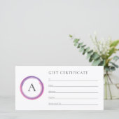Pink and Purple Monogram Business Gift Certificate (スタンド正面)
