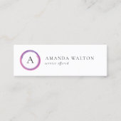 Pink and Purple Monogram Modern スキニー名刺 (正面)