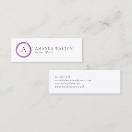 Pink and Purple Monogram Modern スキニー名刺