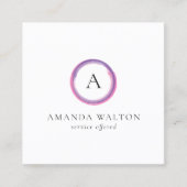 Pink and Purple Monogram Modern スクエア名刺 (正面)