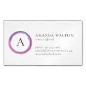Pink and Purple Monogram Modern マグネット名刺 (正面)