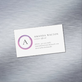 Pink and Purple Monogram Modern マグネット名刺