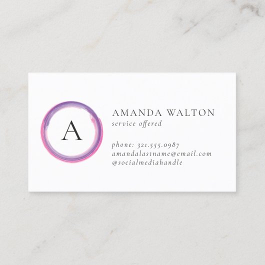 Pink and Purple Monogram Modern 割引カード (裏面)