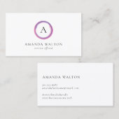 Pink and Purple Monogram Modern 名刺 (正面/裏面)