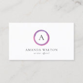 Pink and Purple Monogram Modern 名刺 (正面)