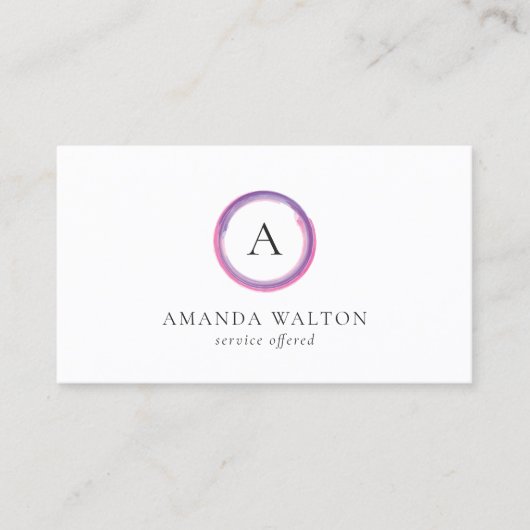 Pink and Purple Monogram Modern 名刺 (正面)
