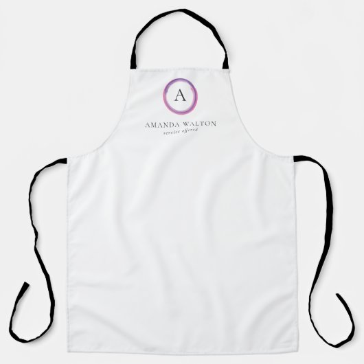 Pink and Purple Monogram Modern Business エプロン (正面)