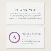 Pink and Purple Monogram Modern Package Insert (正面&裏面)