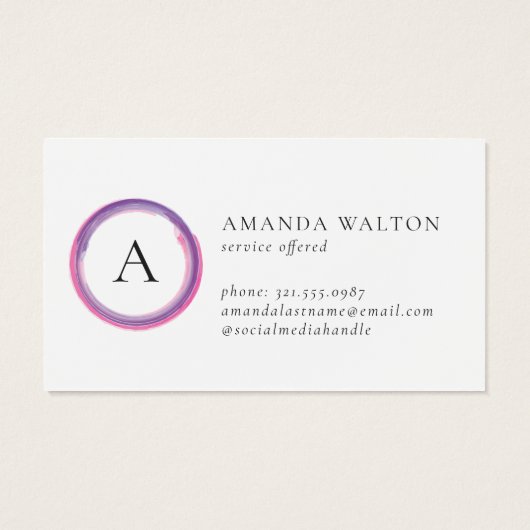 Pink and Purple Monogram Modern Package Insert (裏面)