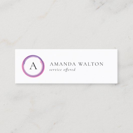 Pink and Purple Monogram QR Code Modern スキニー名刺 (正面)