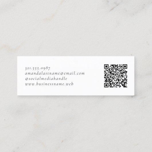 Pink and Purple Monogram QR Code Modern スキニー名刺 (裏面)