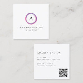 Pink and Purple Monogram QR Code Modern スクエア名刺