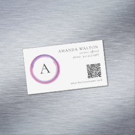 Pink and Purple Monogram QR Code Modern マグネット名刺