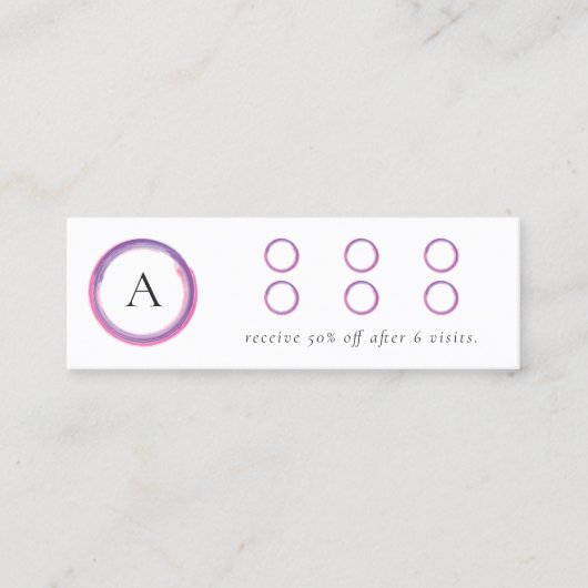 Pink and Purple Monogram QR Code Modern ロイヤリティカード (正面)