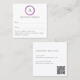 Pink and Purple Monogram QR Code Modern 予約カード