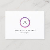 Pink and Purple Monogram QR Code Modern 名刺 (正面)