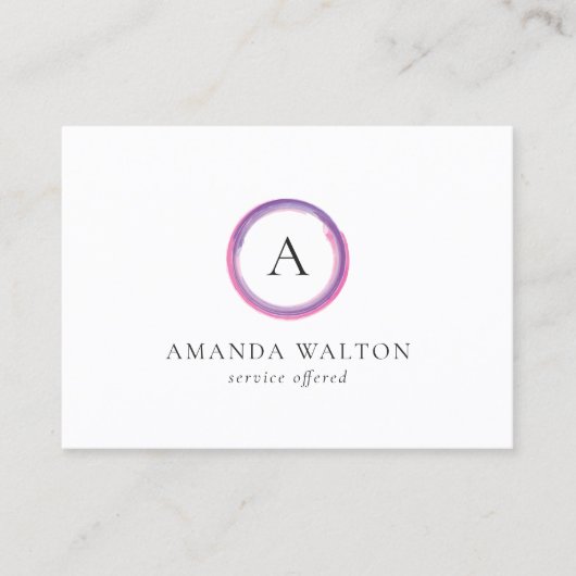 Pink and Purple Monogram QR Code Modern 名刺 (正面)