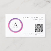 Pink and Purple Monogram QR Code Modern 名刺 (正面)